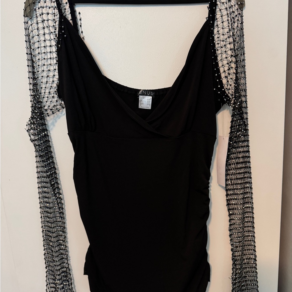 VENUS Black Rhinestone Long Sleeves